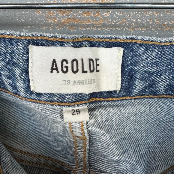 AGOLDE Riley High-Rise Straight Cropped Distressed Jeans Escalate Sz 29 - Picture 8 of 13